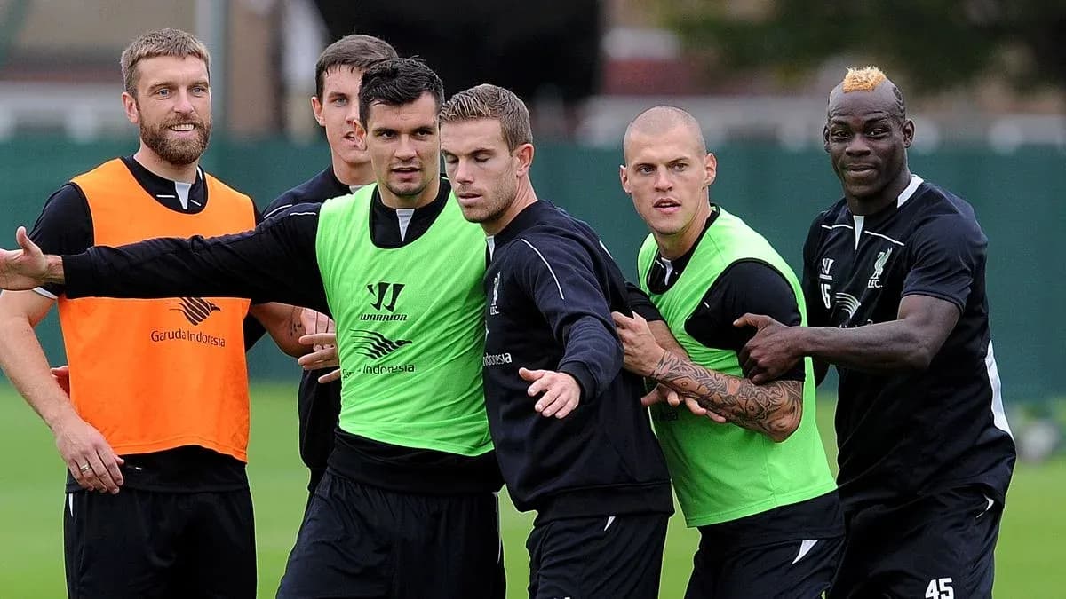 Liverpool players training in team practice session Liverpool players training in team practice session