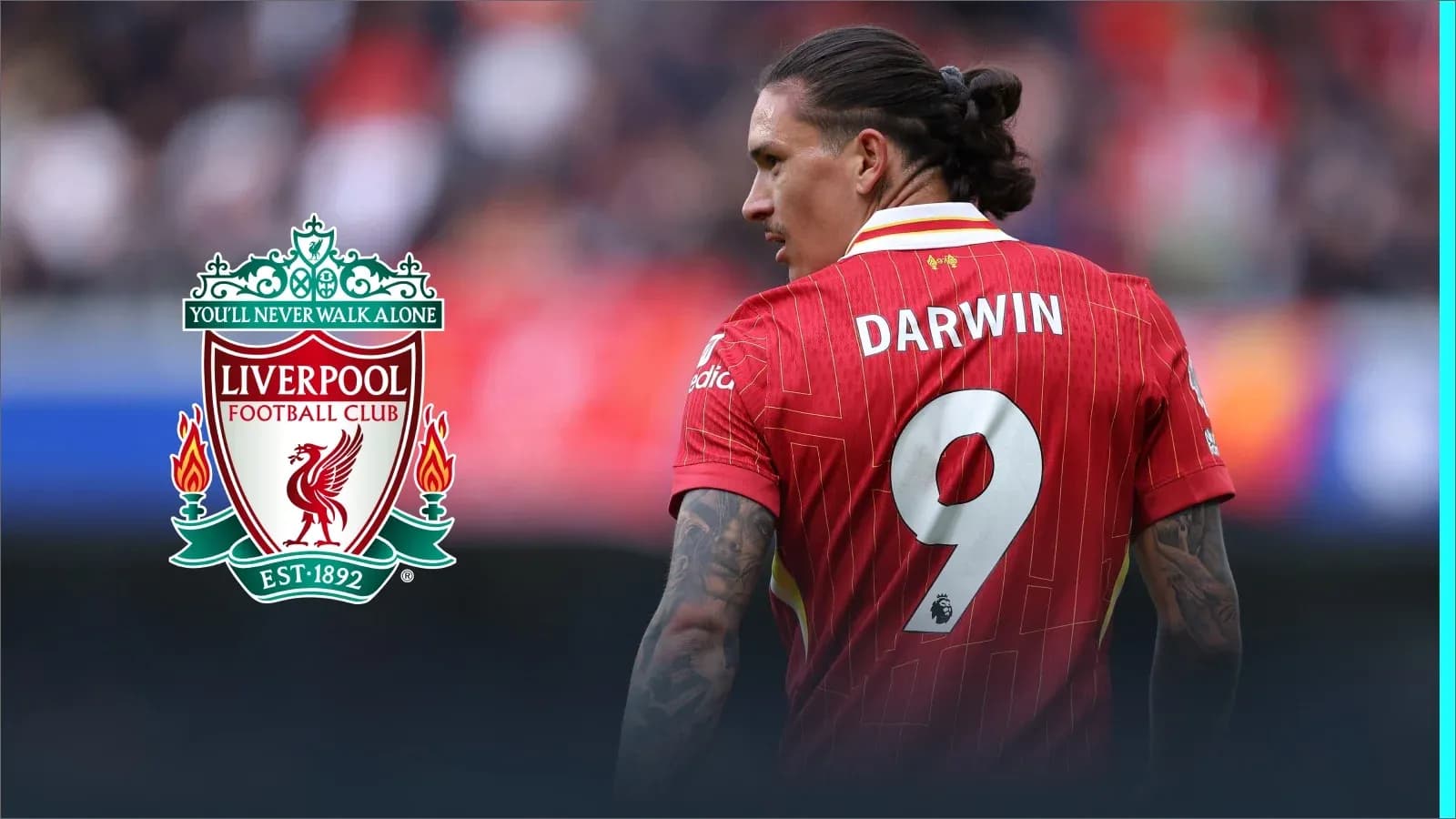 Player wearing Liverpool jersey with number 9 Player wearing Liverpool jersey with number 9
