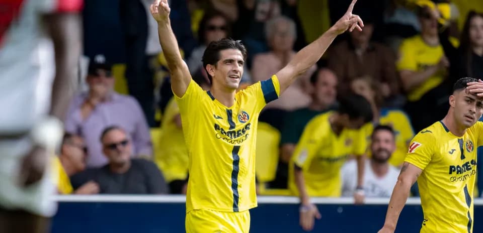 Villarreal player celebrating a goal during match Villarreal player celebrating a goal during match