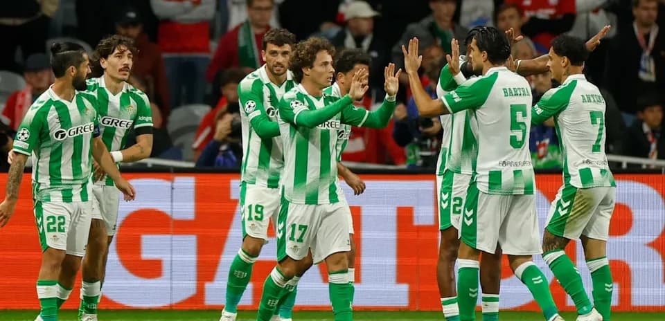 Real Betis players celebrating a goal during match Real Betis players celebrating a goal during match