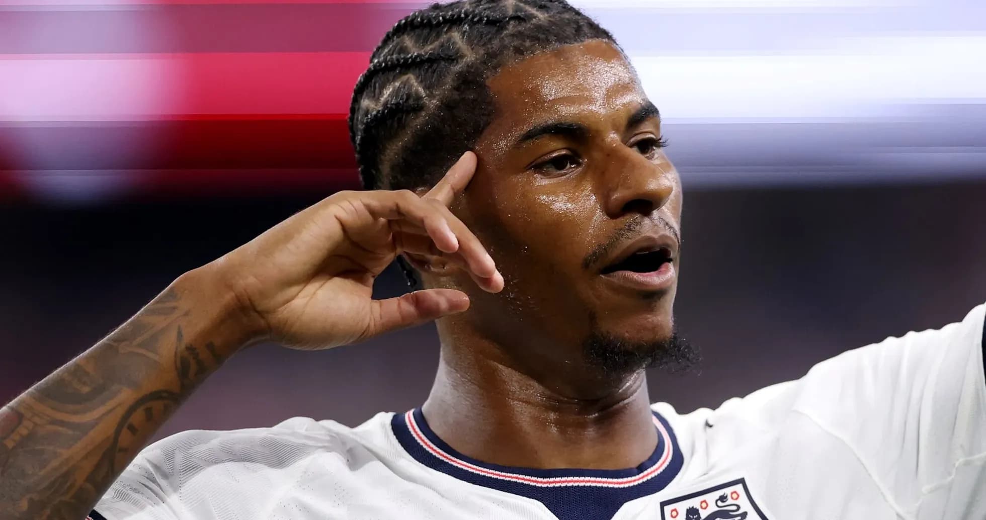 Player celebrating during a football match Player celebrating during a football match