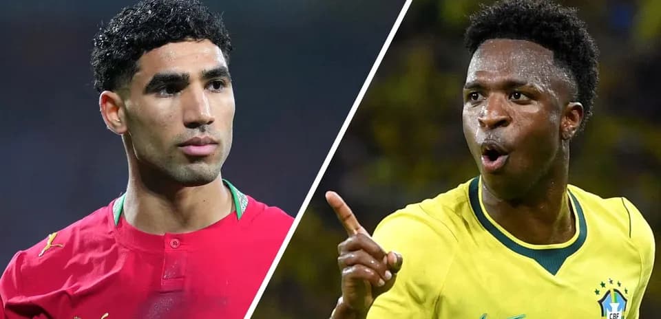 Achraf Hakimi and Vinícius Júnior during match Achraf Hakimi and Vinícius Júnior during match