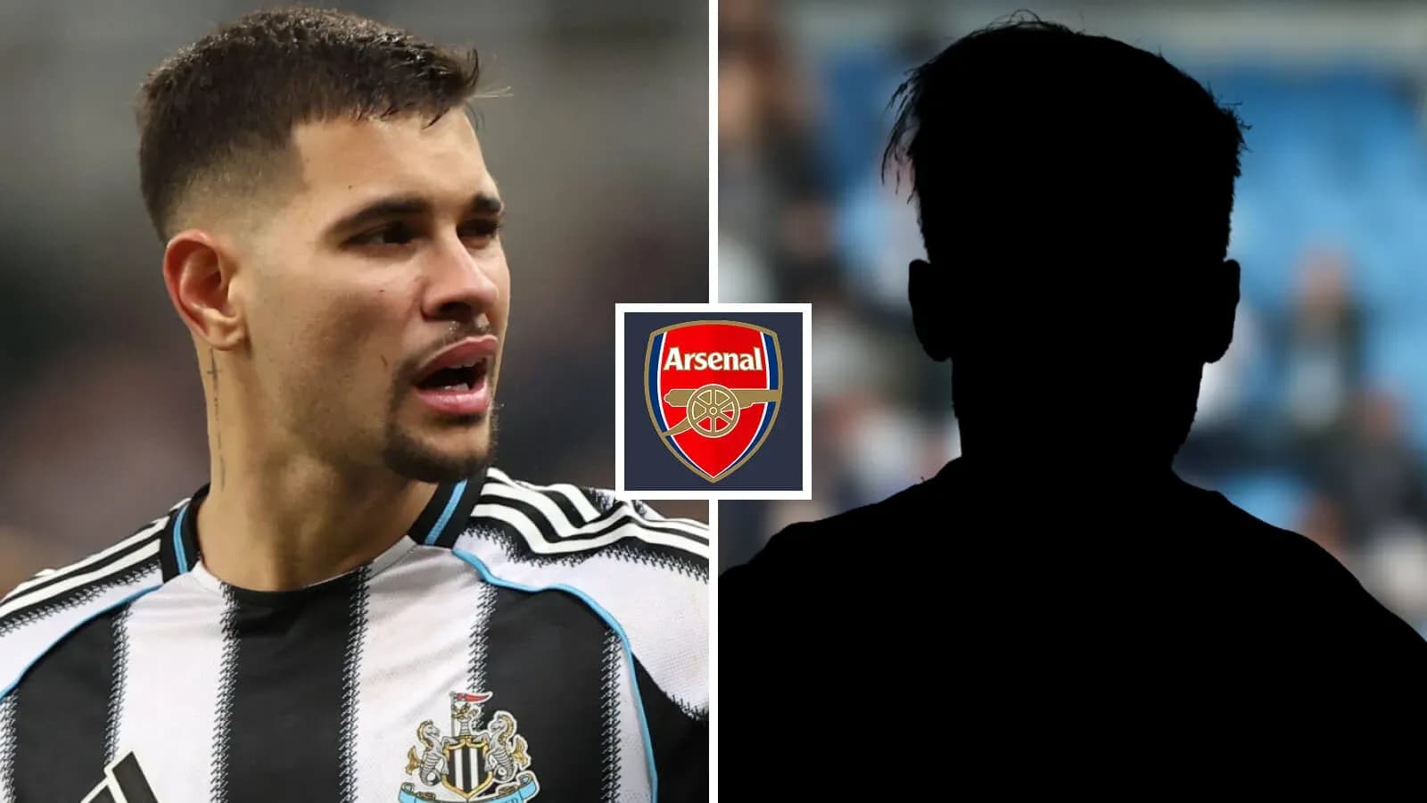 Newcastle player speaking with Arsenal logo backdrop Newcastle player speaking with Arsenal logo backdrop