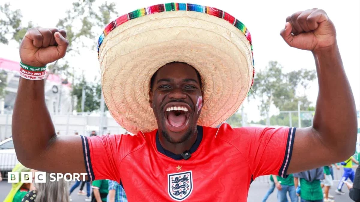 Fan wearing sombrero celebrating before a match Fan wearing sombrero celebrating before a match