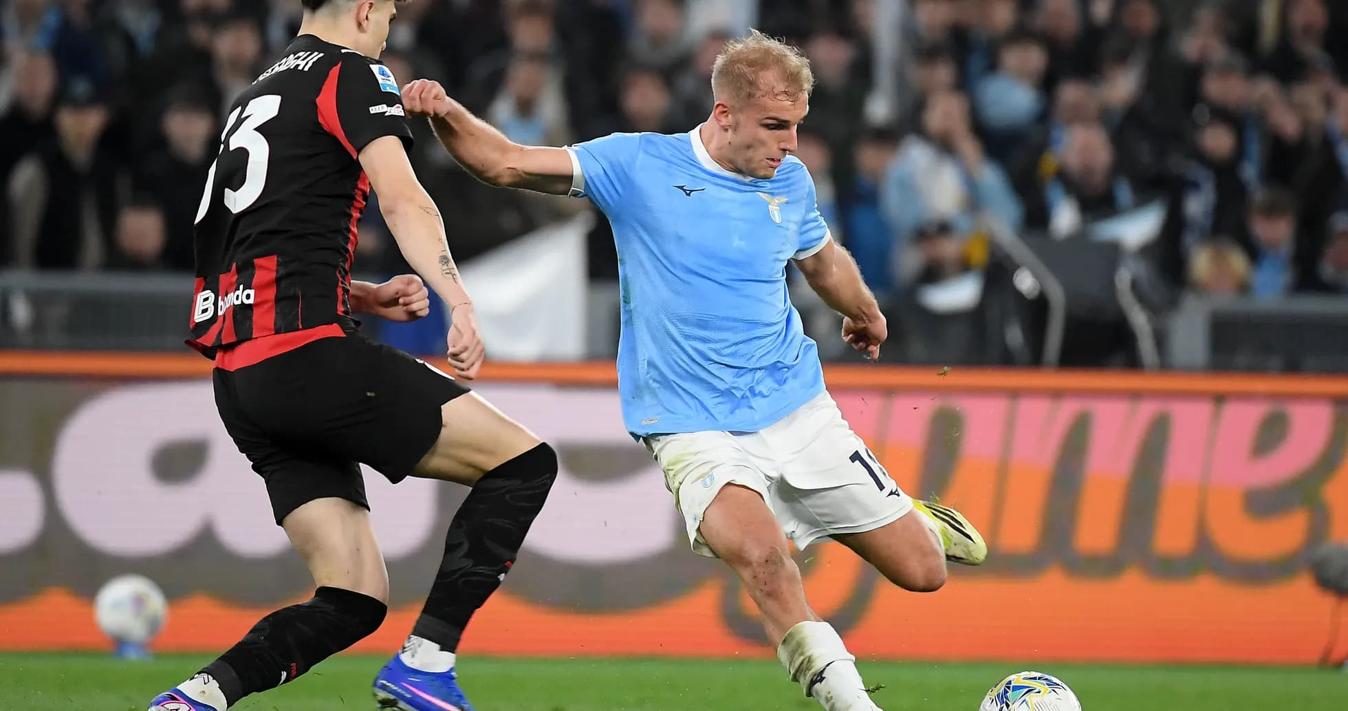 Lazio player in action against AC Milan Lazio player in action against AC Milan