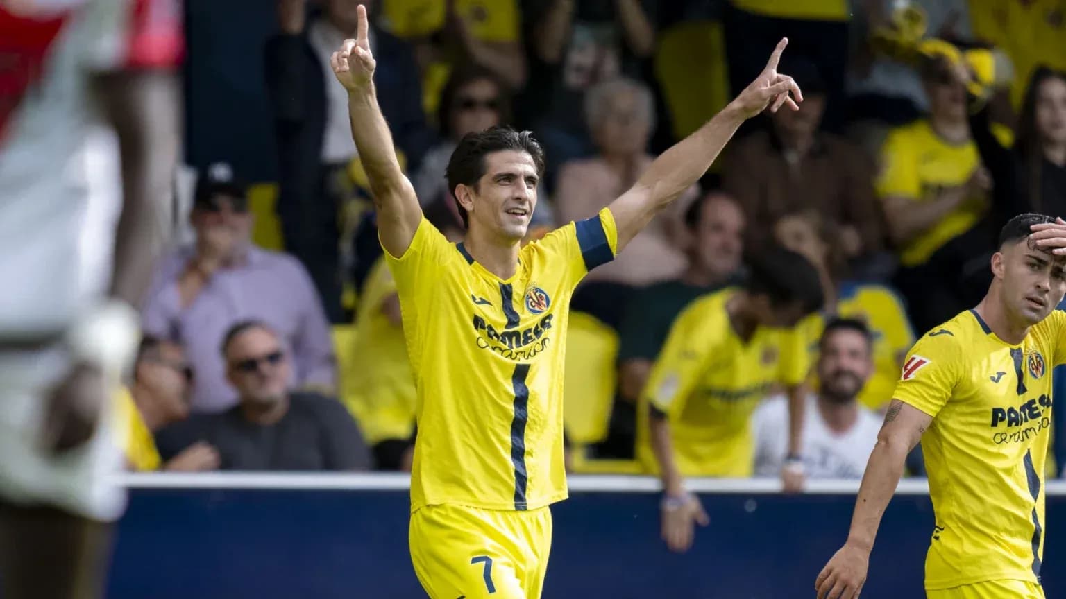 Villarreal player celebrating a goal Villarreal player celebrating a goal