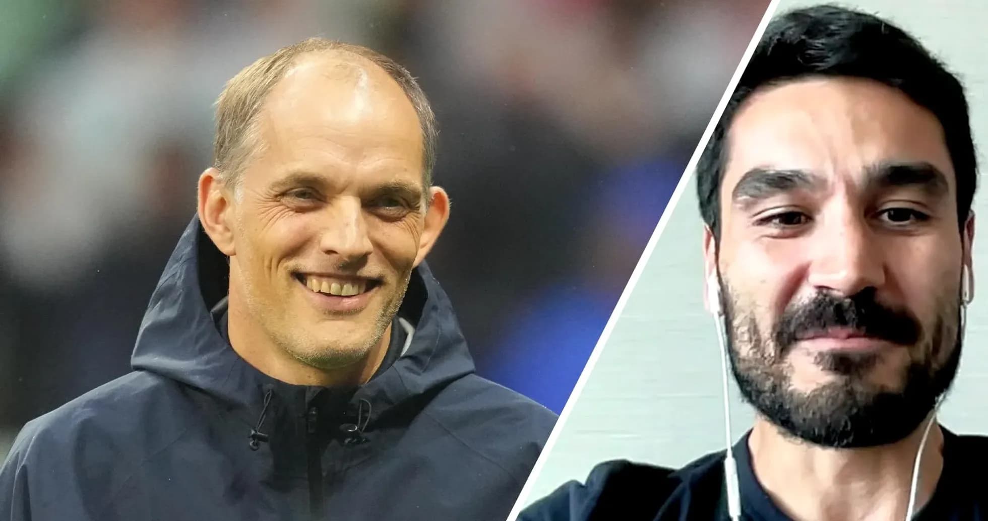 Thomas Tuchel smiling next to Ilkay Gundogan Thomas Tuchel smiling next to Ilkay Gundogan