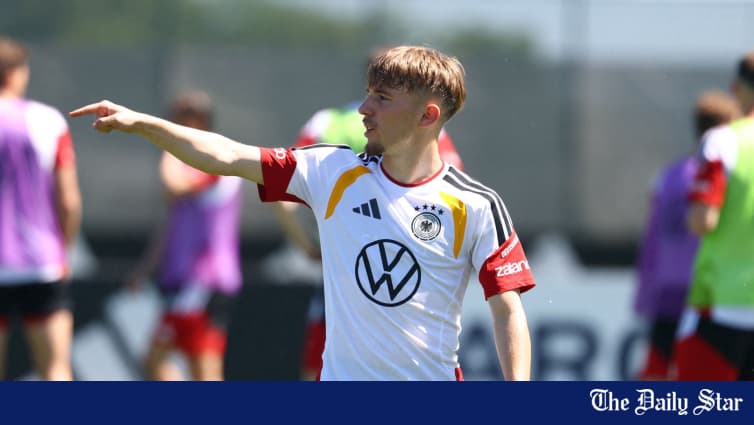 Player pointing during Germany training session Player pointing during Germany training session