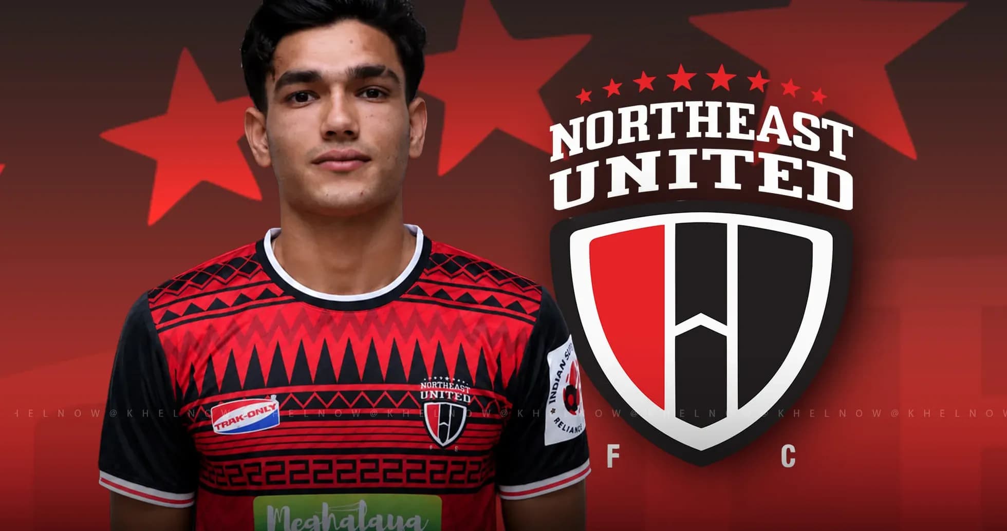 Player in Northeast United FC jersey with club logo Player in Northeast United FC jersey with club logo