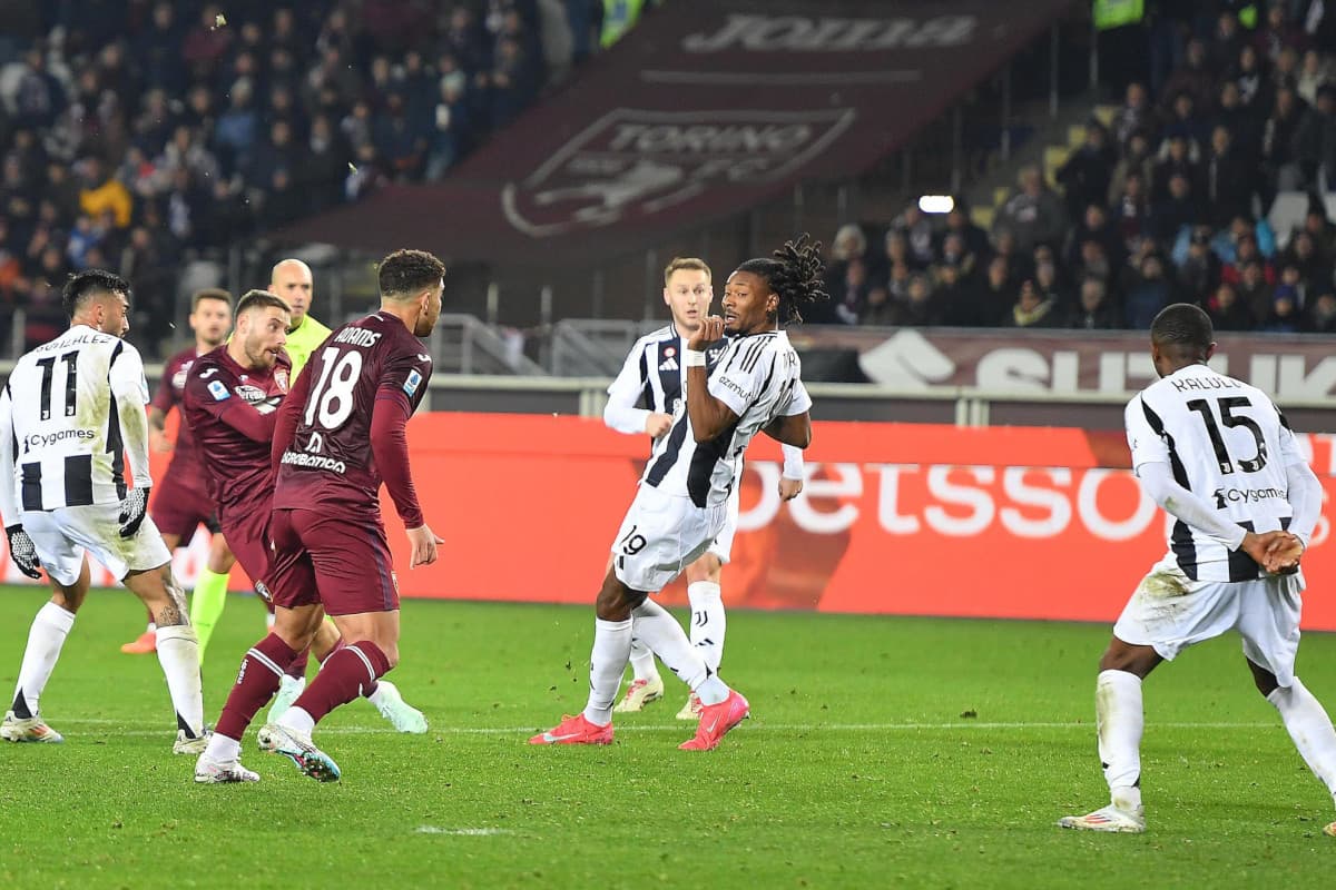 Juventus players in action against Torino Juventus players in action against Torino