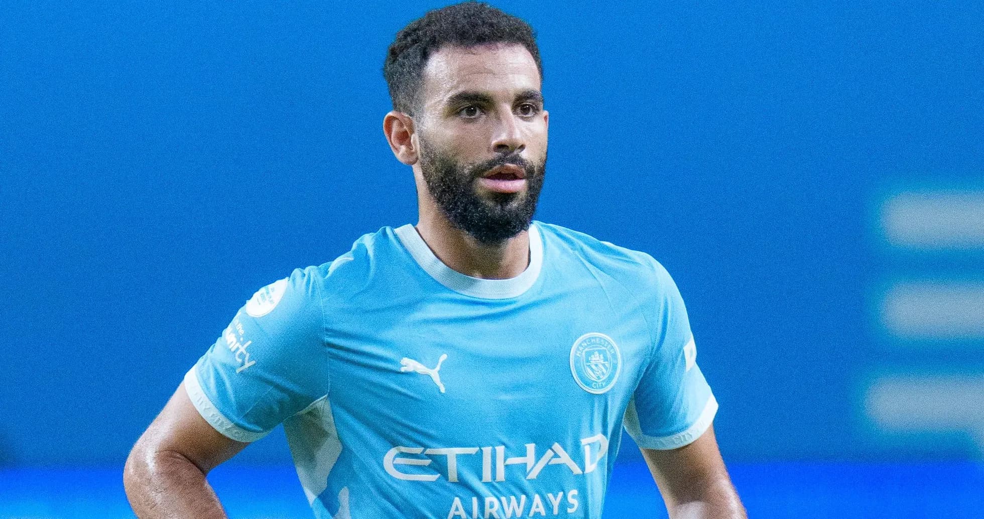 Player wearing Manchester City kit during match Player wearing Manchester City kit during match