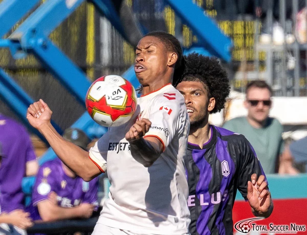 Cavalry FC player controlling the ball during match Cavalry FC player controlling the ball during match