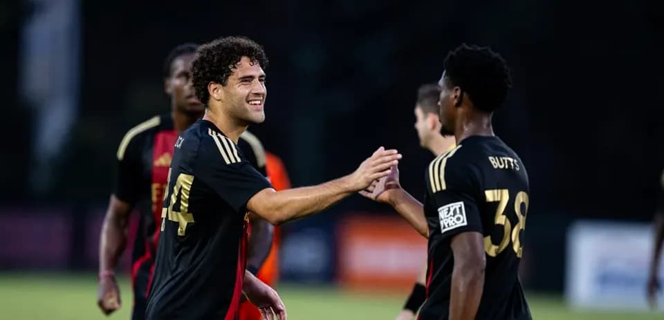 Atlanta United II players celebrating a goal Atlanta United II players celebrating a goal