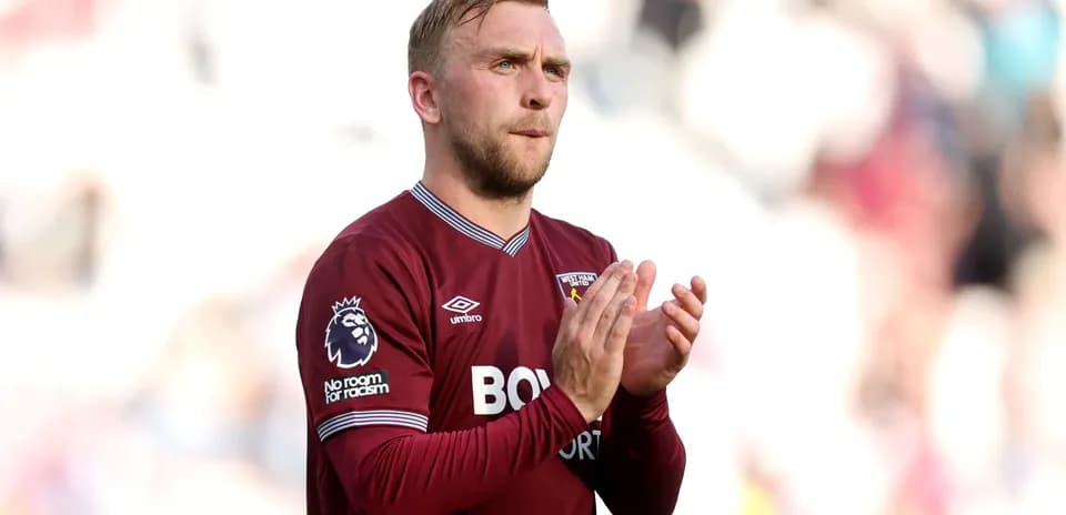 West Ham player applauding fans during match West Ham player applauding fans during match