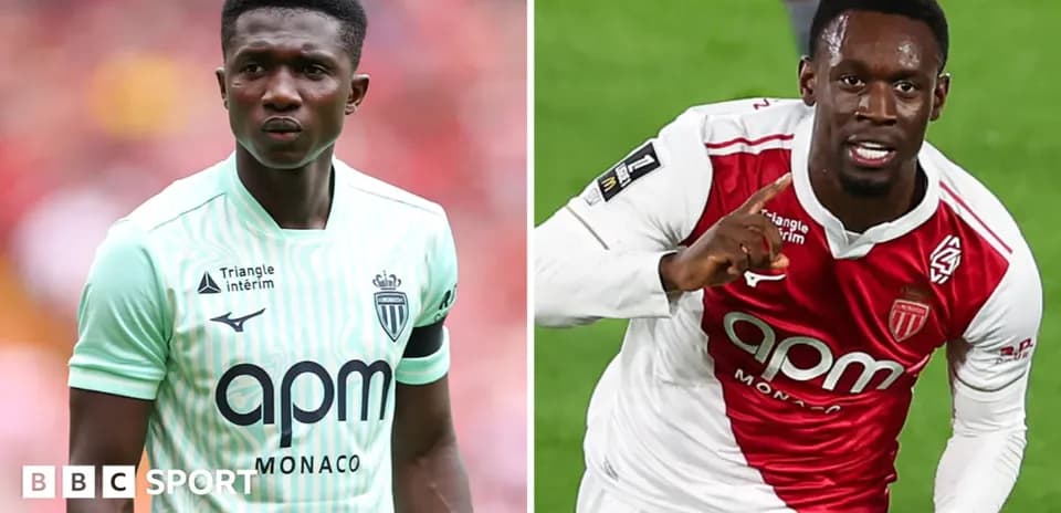 Two AS Monaco players in match jerseys Two AS Monaco players in match jerseys