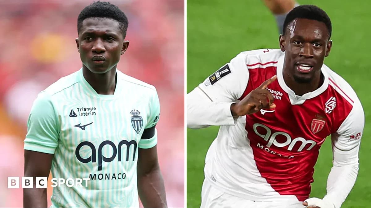 Two AS Monaco players in match jerseys Two AS Monaco players in match jerseys