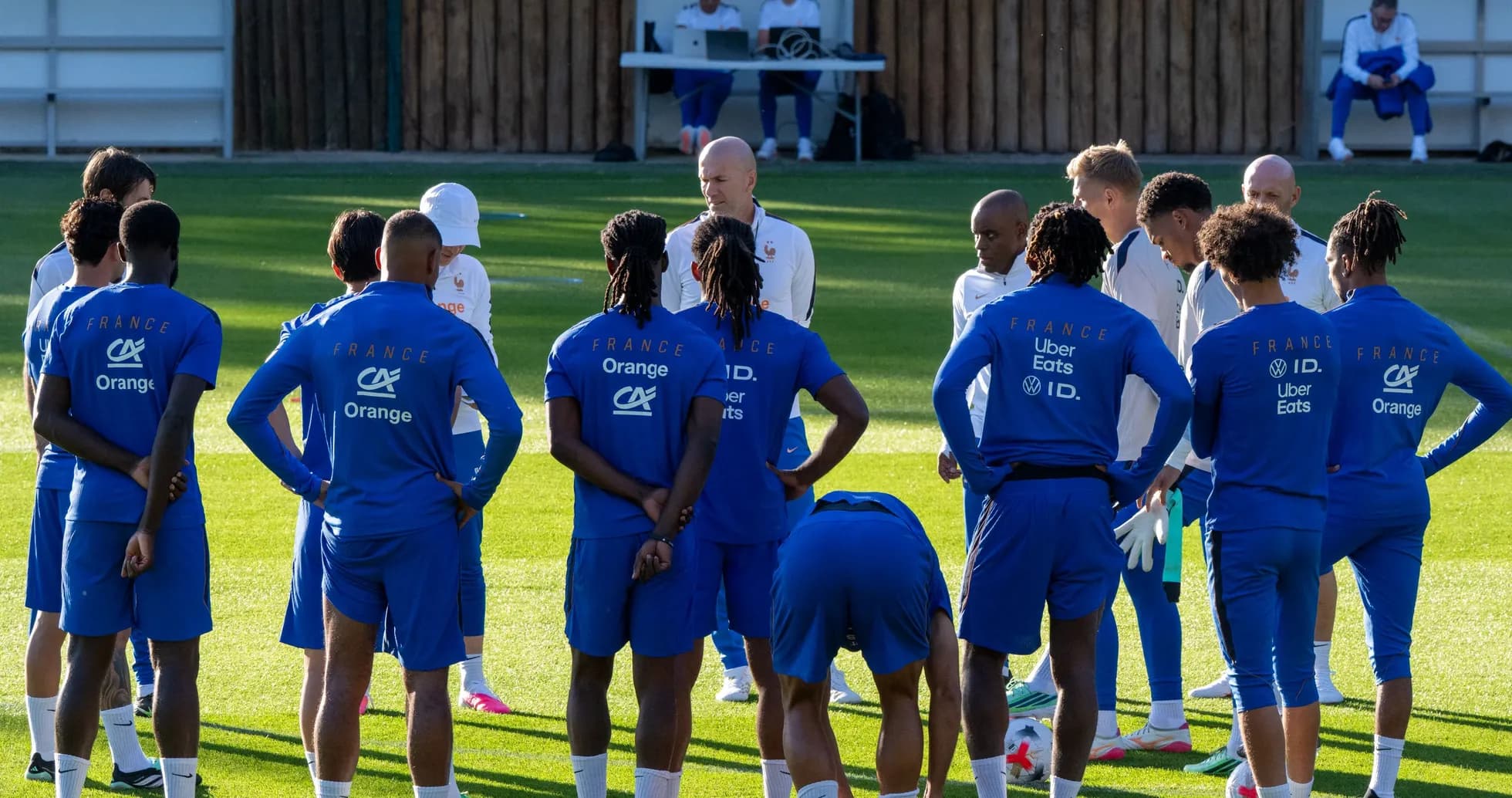 France national team gathered around coach during training France national team gathered around coach during training