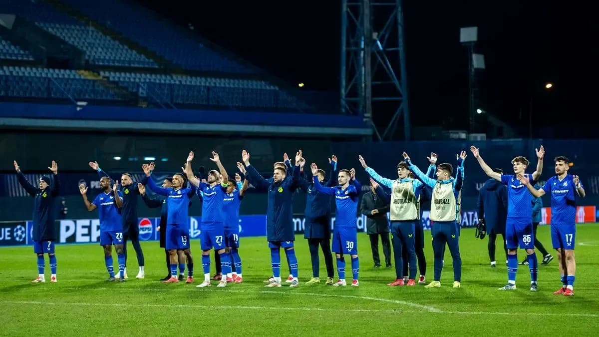Dinamo Zagreb players celebrating after the match Dinamo Zagreb players celebrating after the match