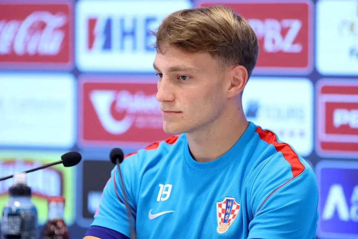 Player at press conference with Croatia team jersey Player at press conference with Croatia team jersey