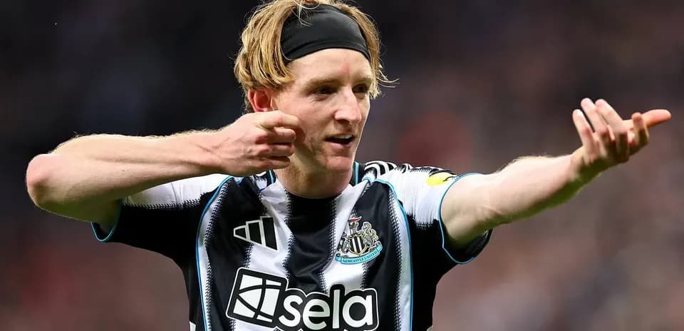 Newcastle player gesturing during match celebration Newcastle player gesturing during match celebration