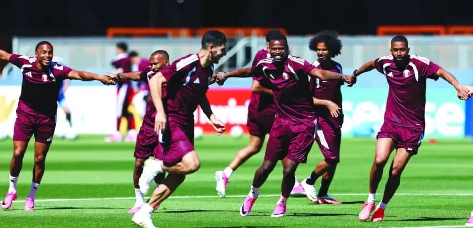 Qatar players training before World Cup match Qatar players training before World Cup match