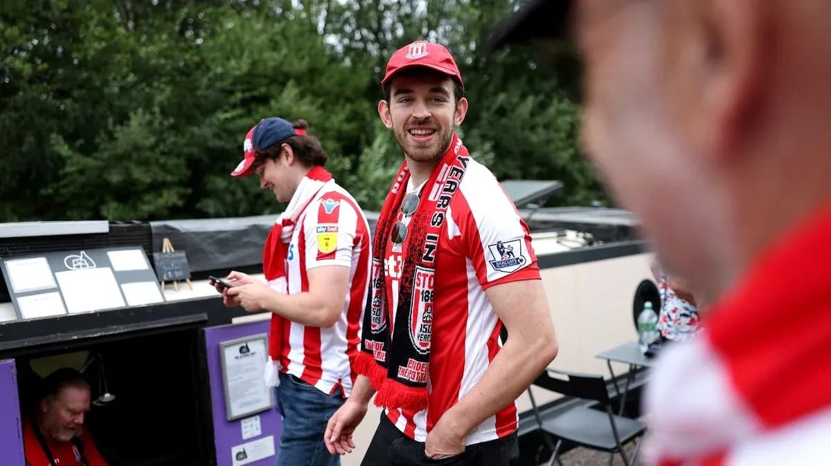 Fans in Stoke City jerseys at event Fans in Stoke City jerseys at event