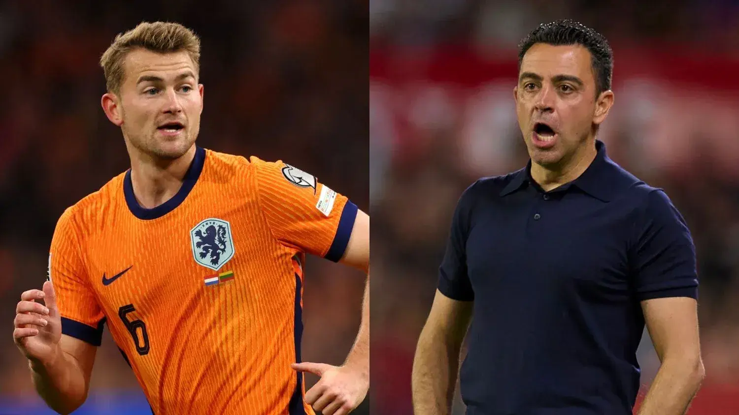 Matthijs de Ligt in Netherlands jersey, Xavi coaching Matthijs de Ligt in Netherlands jersey, Xavi coaching