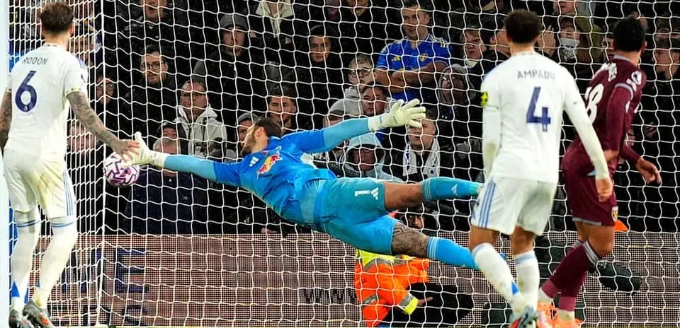 Goalkeeper making a save during match Goalkeeper making a save during match