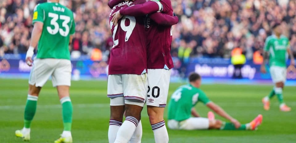 West Ham players celebrating a goal West Ham players celebrating a goal