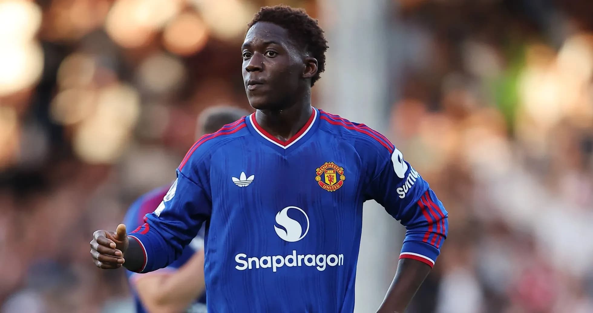 Player in Manchester United blue jersey during match Player in Manchester United blue jersey during match