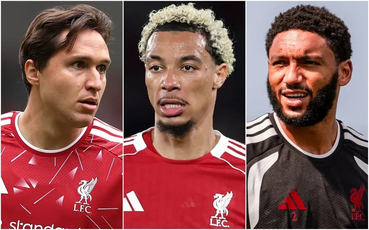 Three Liverpool FC players in training jerseys Three Liverpool FC players in training jerseys