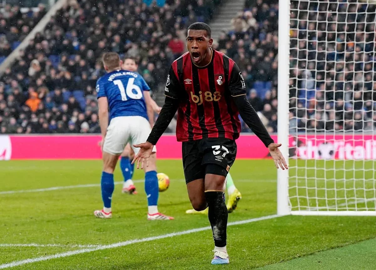 Bournemouth player celebrating a goal during match Bournemouth player celebrating a goal during match