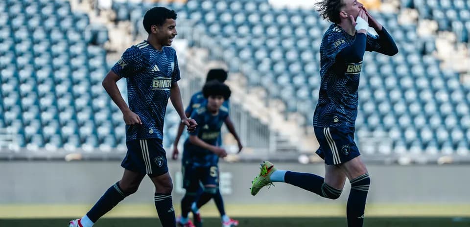 Philadelphia Union II players celebrating a goal Philadelphia Union II players celebrating a goal