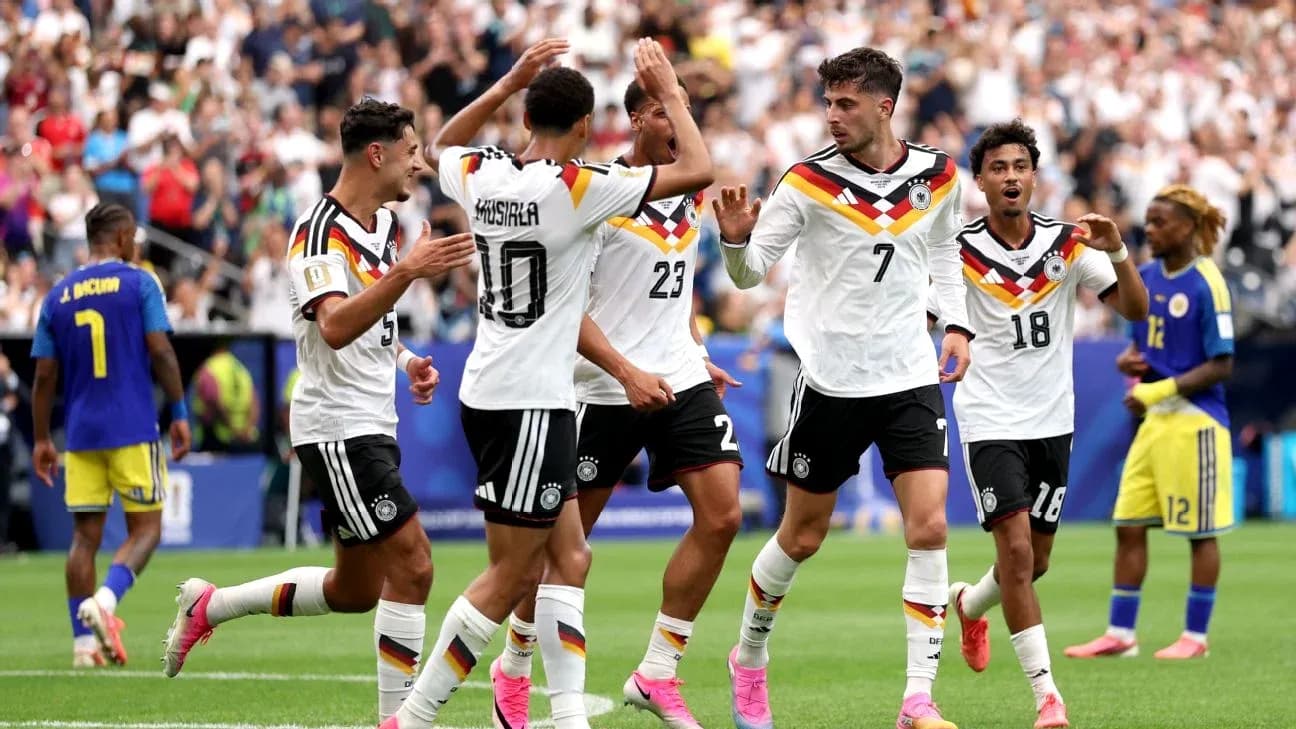 Germany players celebrating a goal during match Germany players celebrating a goal during match