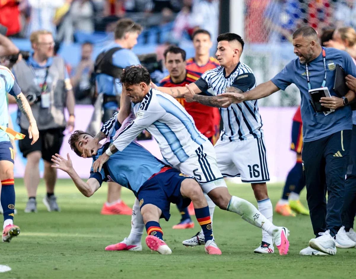 Players from Argentina and Spain involved in altercation Players from Argentina and Spain involved in altercation