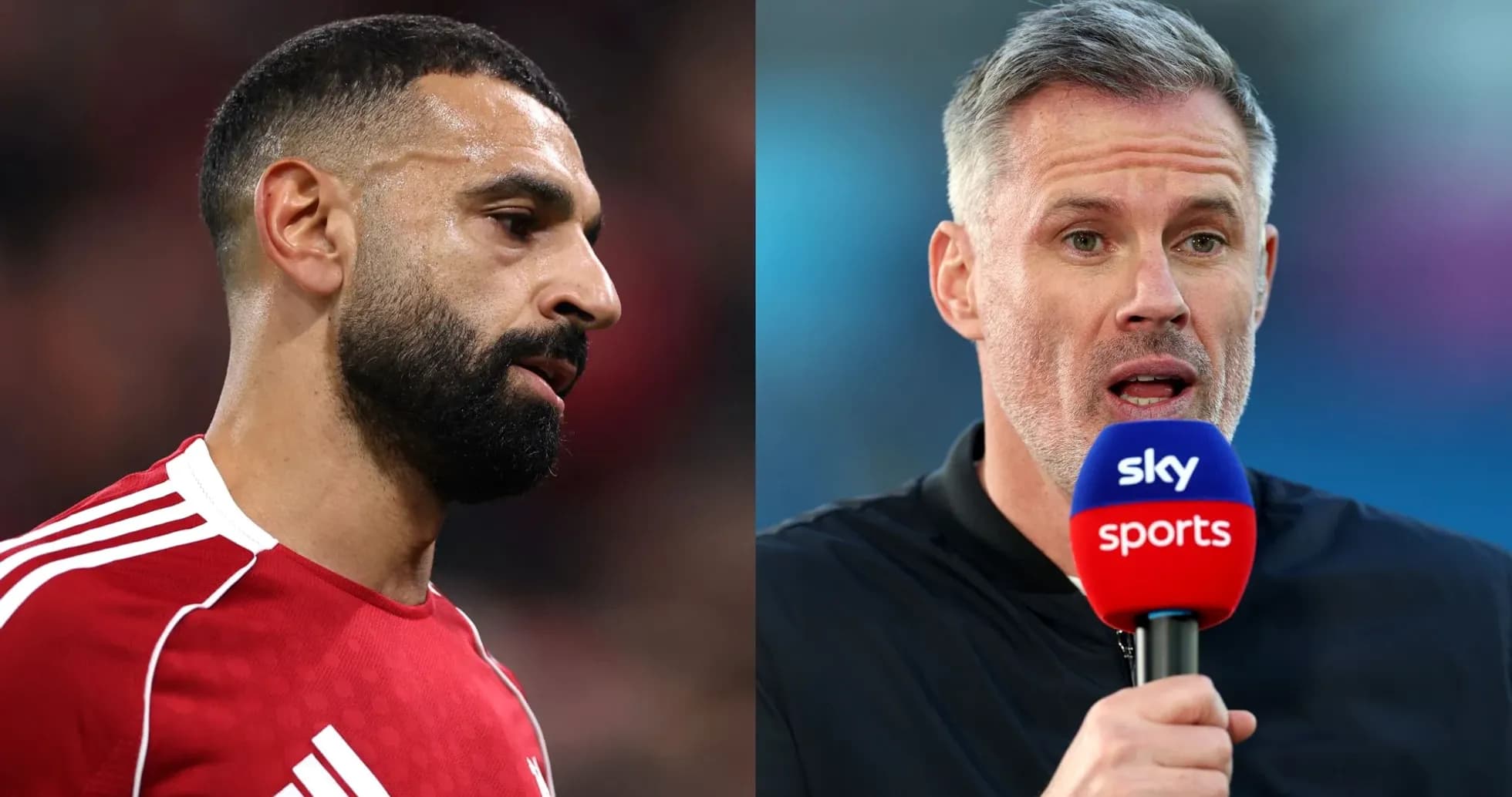 Mohamed Salah and Jamie Carragher in split image Mohamed Salah and Jamie Carragher in split image