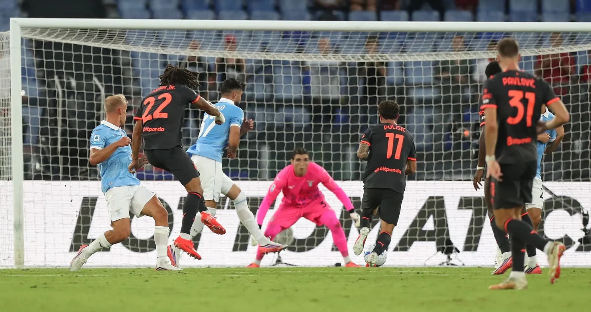 Lazio player attempting a shot on goal Lazio player attempting a shot on goal