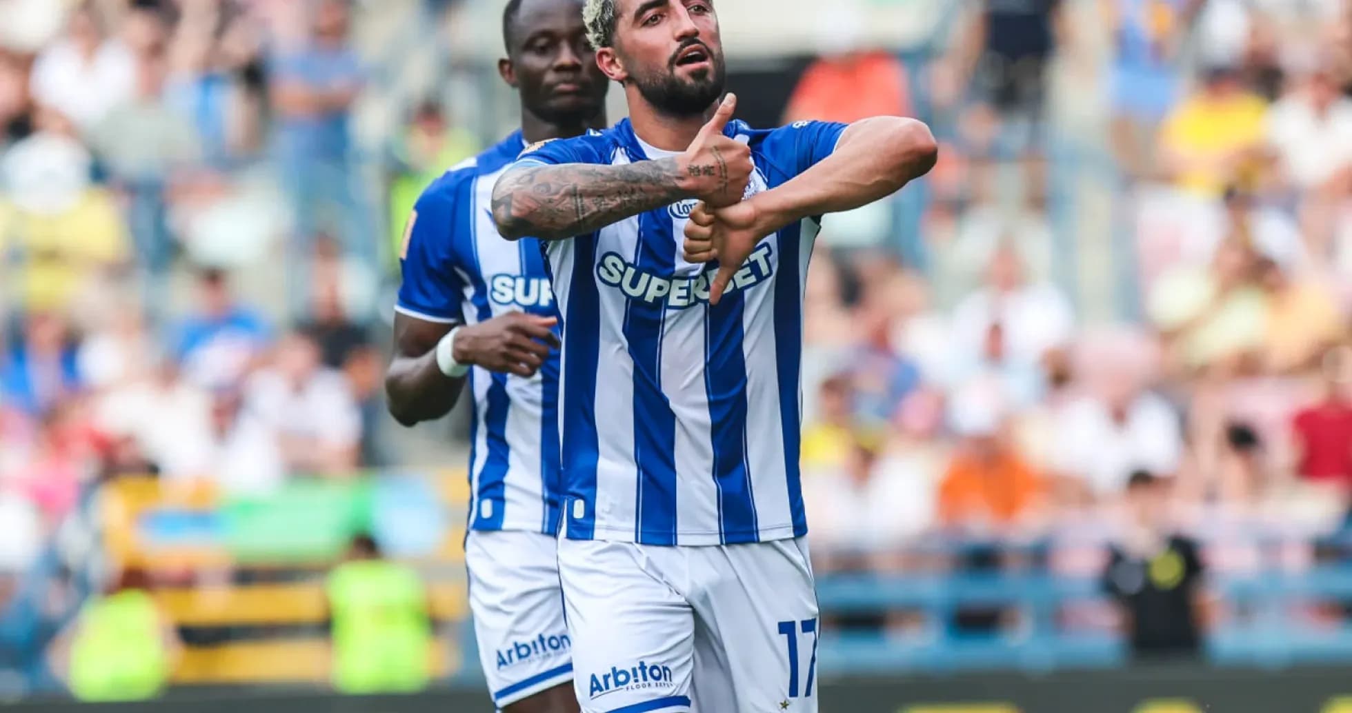 Lech Poznan player celebrating a goal Lech Poznan player celebrating a goal
