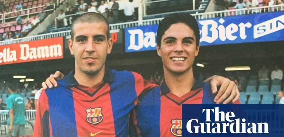 Two young players posing in FC Barcelona jerseys Two young players posing in FC Barcelona jerseys