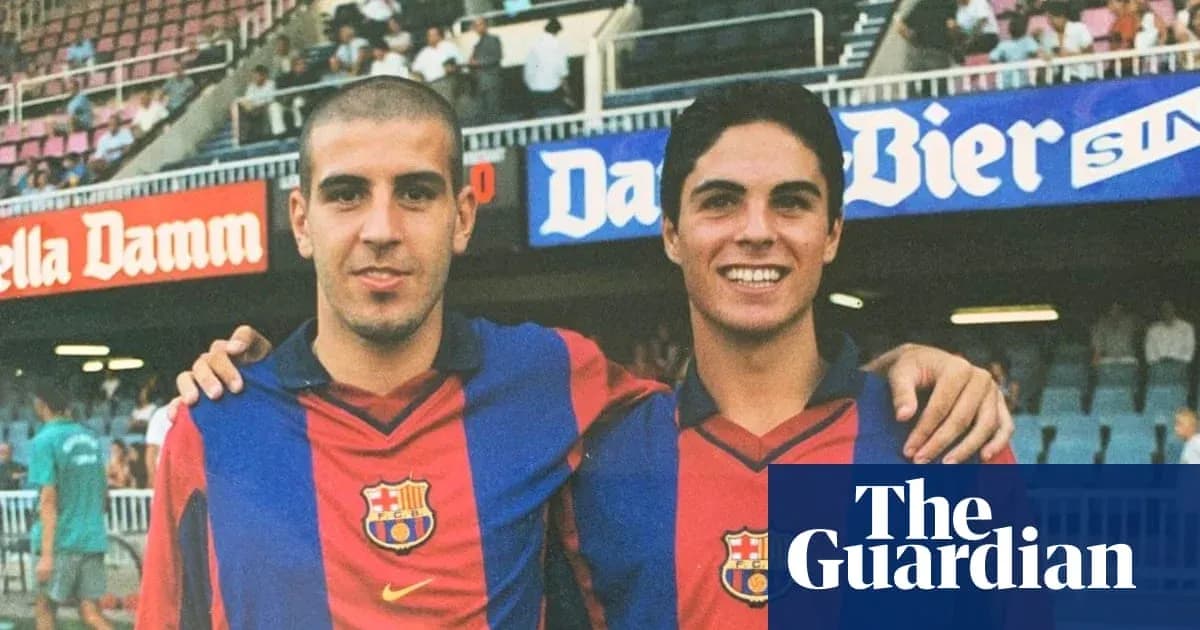 Two young players posing in FC Barcelona jerseys Two young players posing in FC Barcelona jerseys