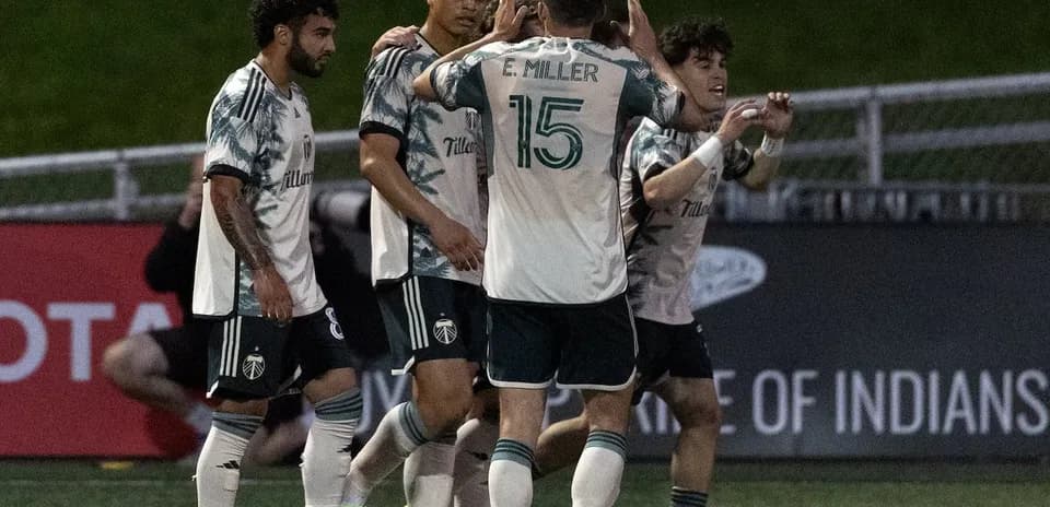 Portland Timbers II players celebrating a goal Portland Timbers II players celebrating a goal
