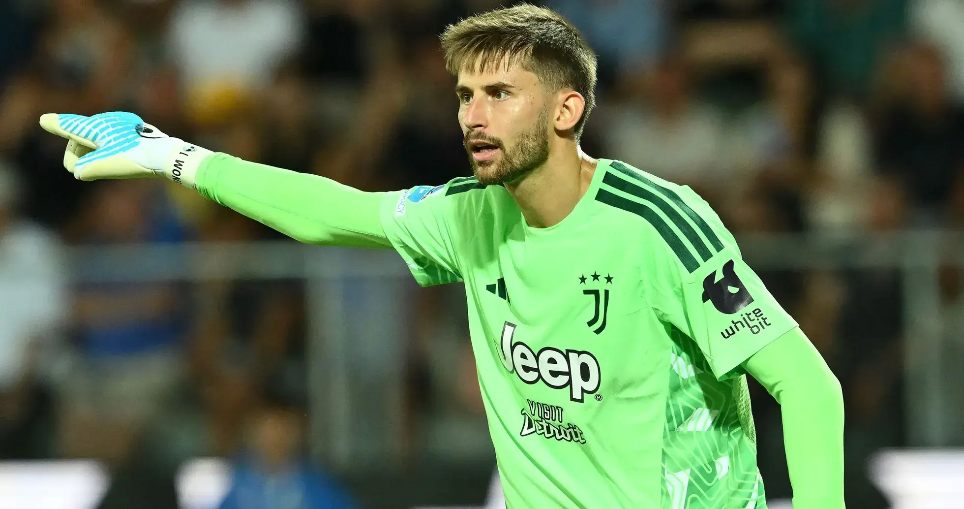 Juventus goalkeeper directing teammates during match Juventus goalkeeper directing teammates during match