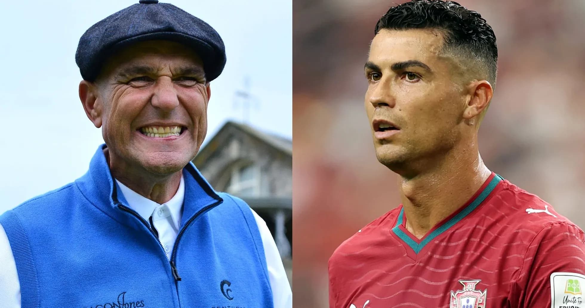 Two sports figures, one golfer and one footballer Two sports figures, one golfer and one footballer