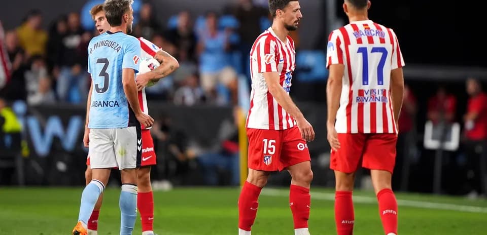 Atletico Madrid players during La Liga match Atletico Madrid players during La Liga match