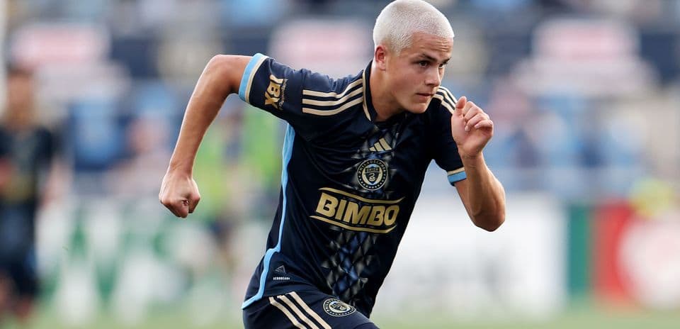 Player sprinting during Philadelphia Union II match Player sprinting during Philadelphia Union II match