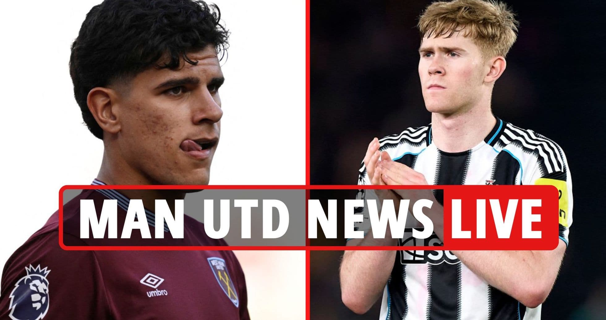 Two football players, one from West Ham, one from Newcastle Two football players, one from West Ham, one from Newcastle