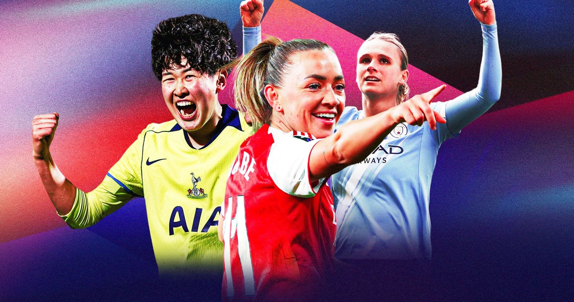Three female football players celebrating during match Three female football players celebrating during match