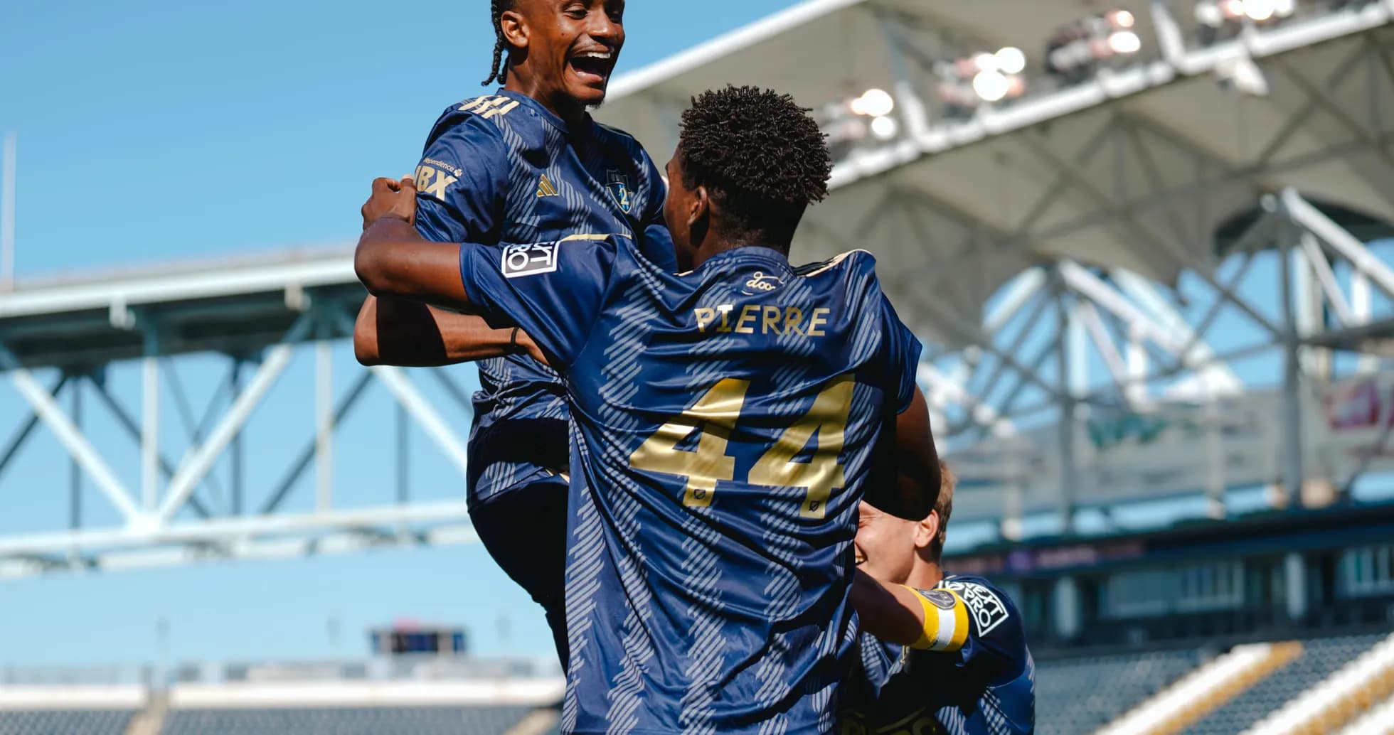 Philadelphia Union II players celebrating a goal Philadelphia Union II players celebrating a goal