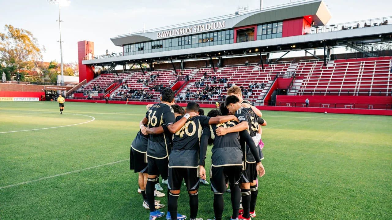 Los Angeles FC II players in a huddle Los Angeles FC II players in a huddle