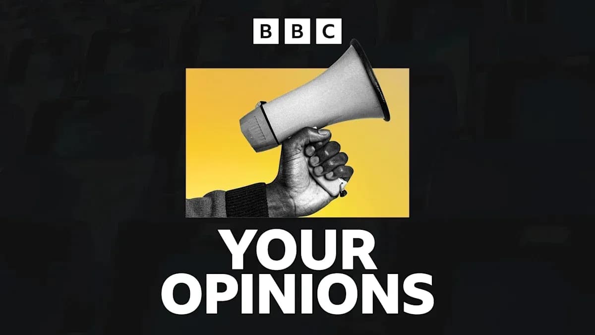 Hand holding a megaphone against a yellow background Hand holding a megaphone against a yellow background